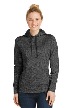 Sport-Tek® Ladies PosiCharge® Electric Heather Fleece Hooded Pullover. LST225